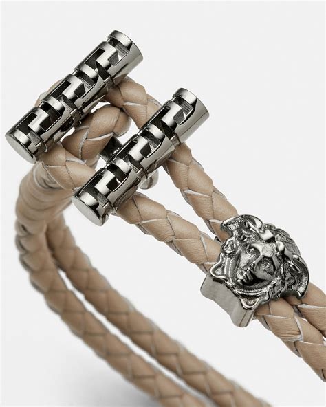 versace bracelet gold men's|medusa braided leather bracelet.